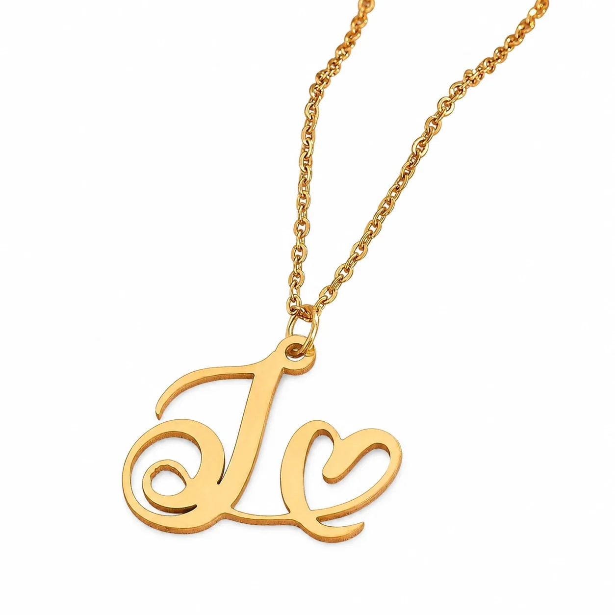 Personal 316 Stainless Steel Script Initial Necklace - J