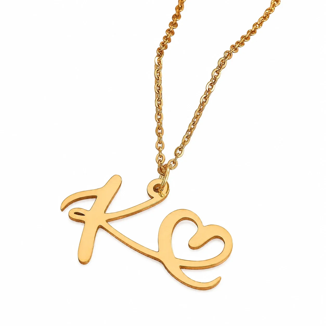 Personal 316 Stainless Steel Script Initial Necklace - K