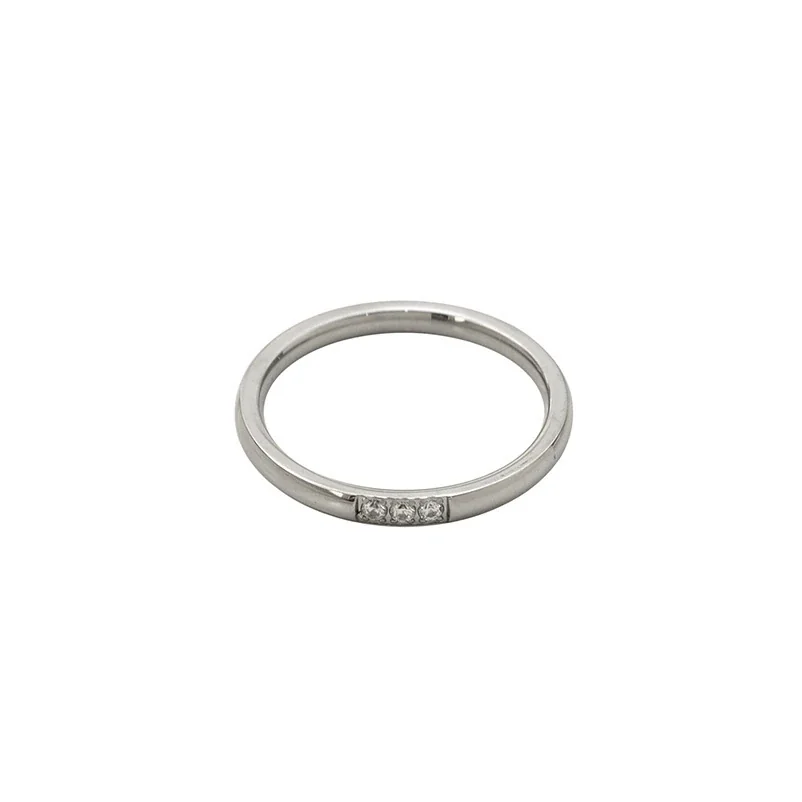 Delicate Silver-Plated 316 Stainless Steel CZ Band Ring