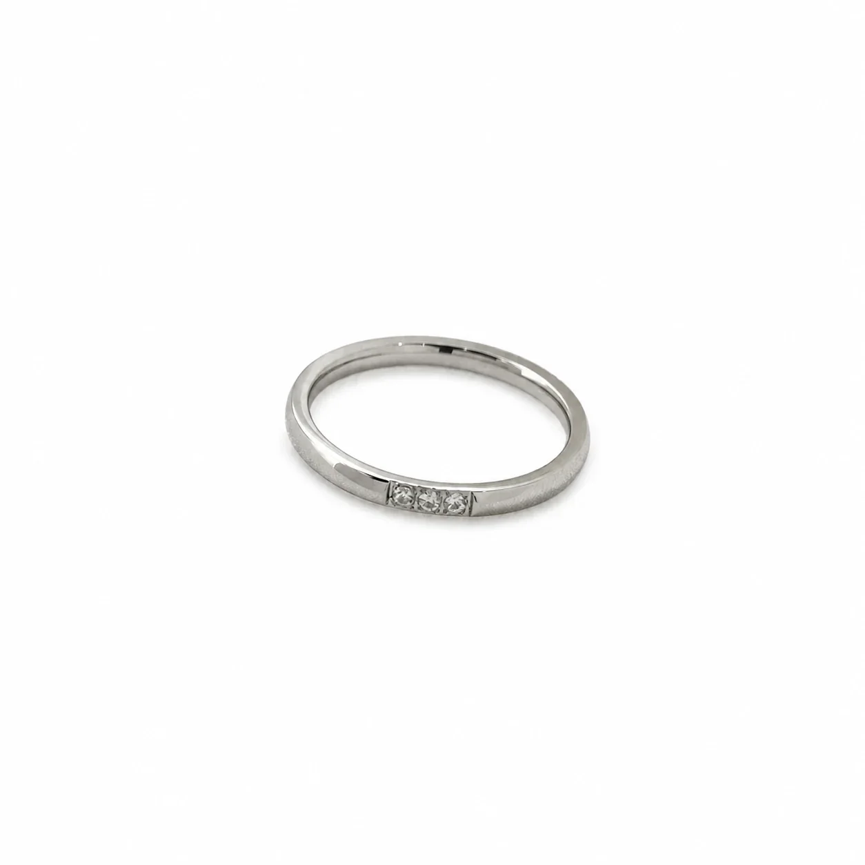 Delicate Silver-Plated 316 Stainless Steel CZ Band Ring