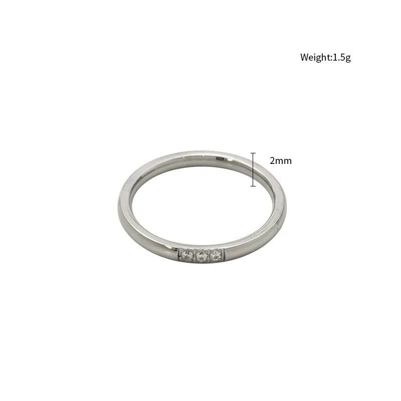 Delicate Silver-Plated 316 Stainless Steel CZ Band Ring