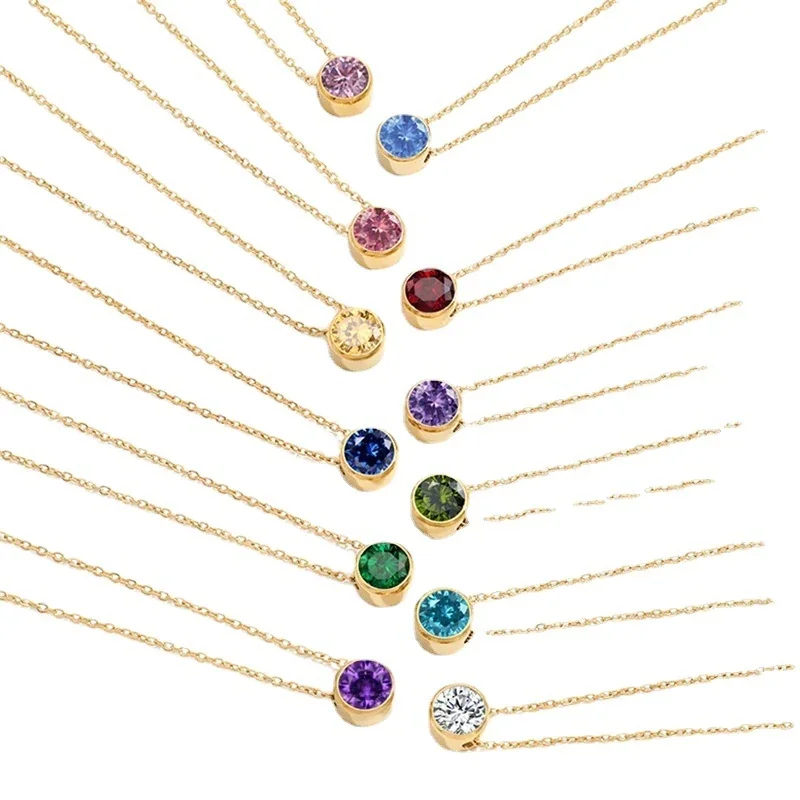 Radiant 18K Gold-Plated Bezel Round CZ Pendant Necklace
