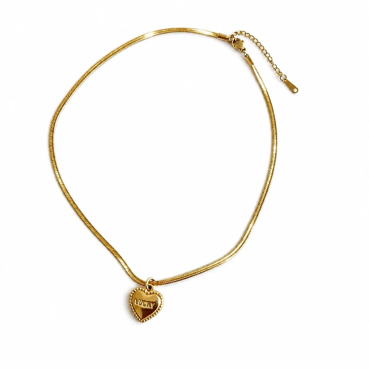 Produktfoto: Halskette Herz-Lucky-Anhänger Schlangenkette 316 Edelstahl Gold PVD