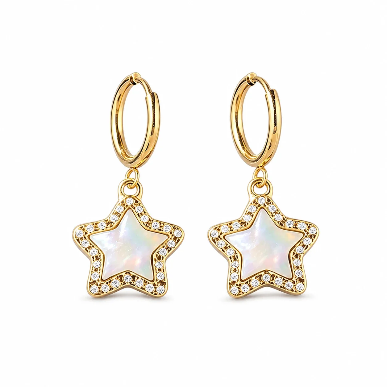 Polished 316 Stainless Steel Charm Hoop Earrings