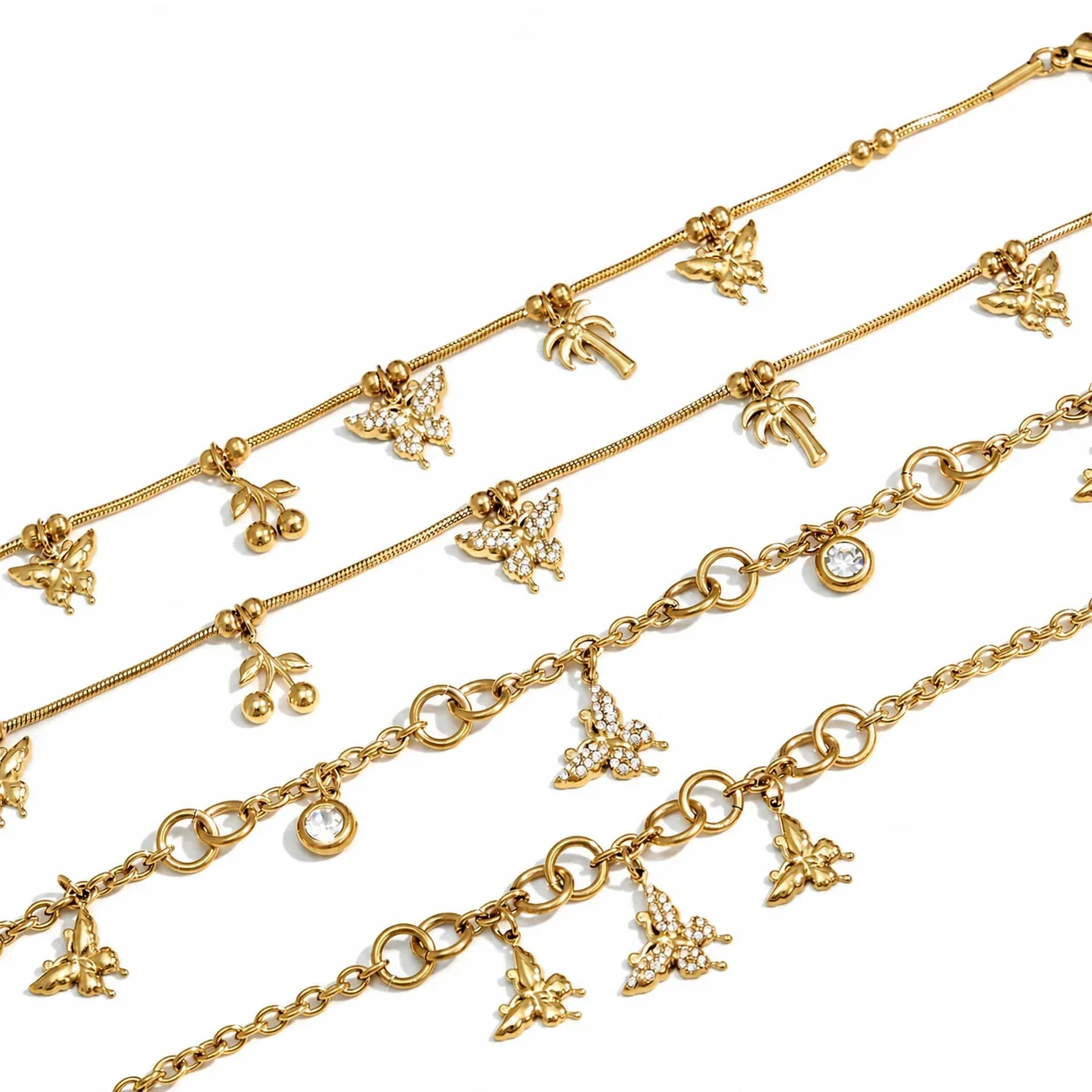 Foto del producto: Set de Joyas de Acero Inoxidable 316 con Múltiples Colgantes de Mariposa Tropical - PVD