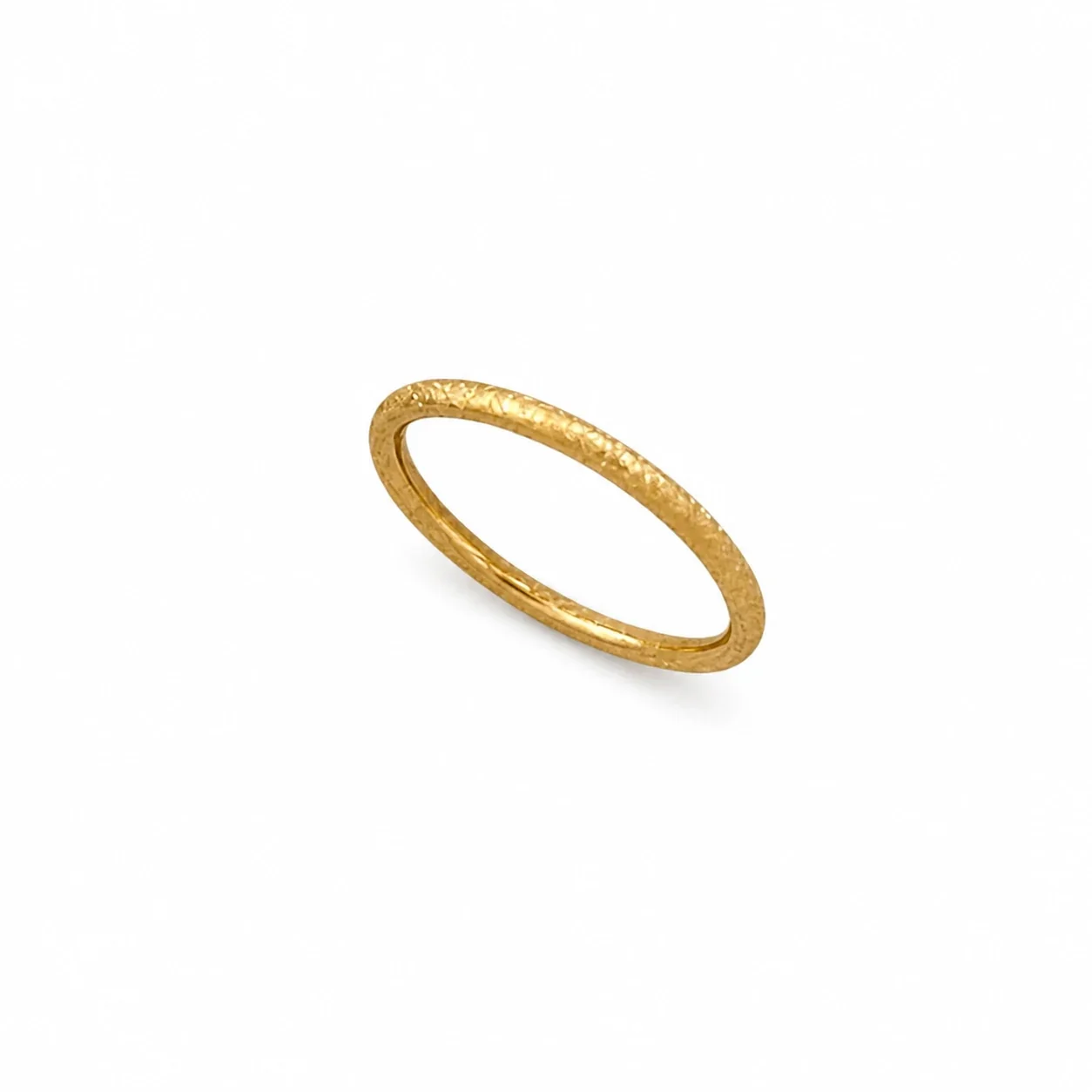 Refined Gold-Plated Frosted Slim Band Stacking Ring