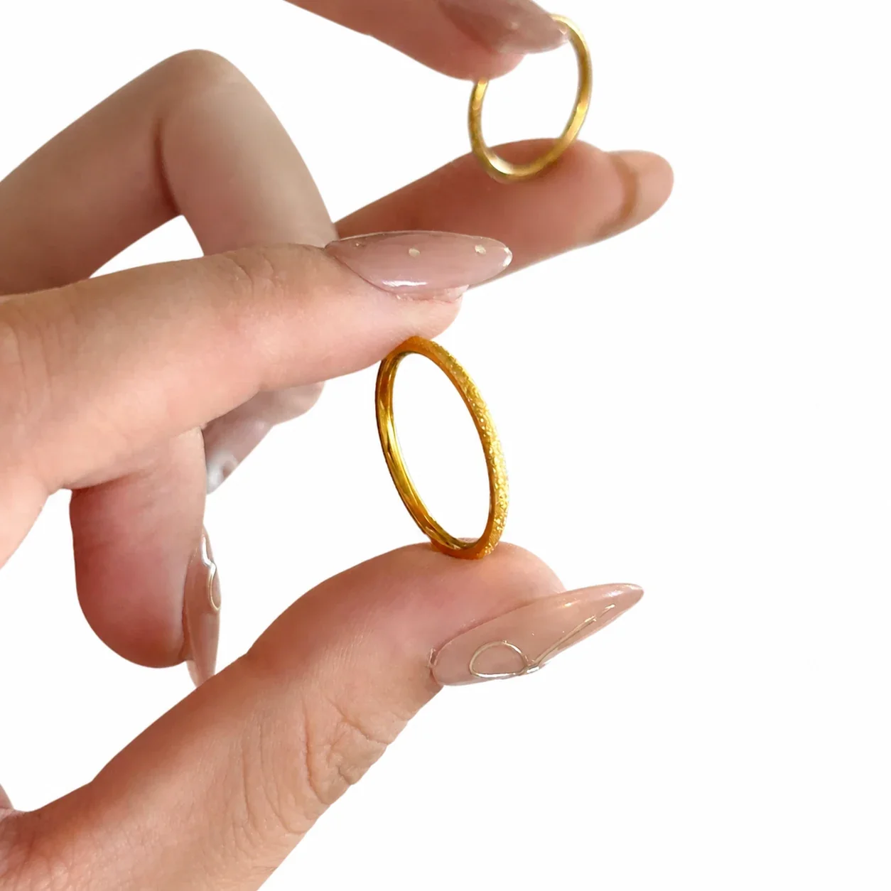 Refined Gold-Plated Frosted Slim Band Stacking Ring - Gold