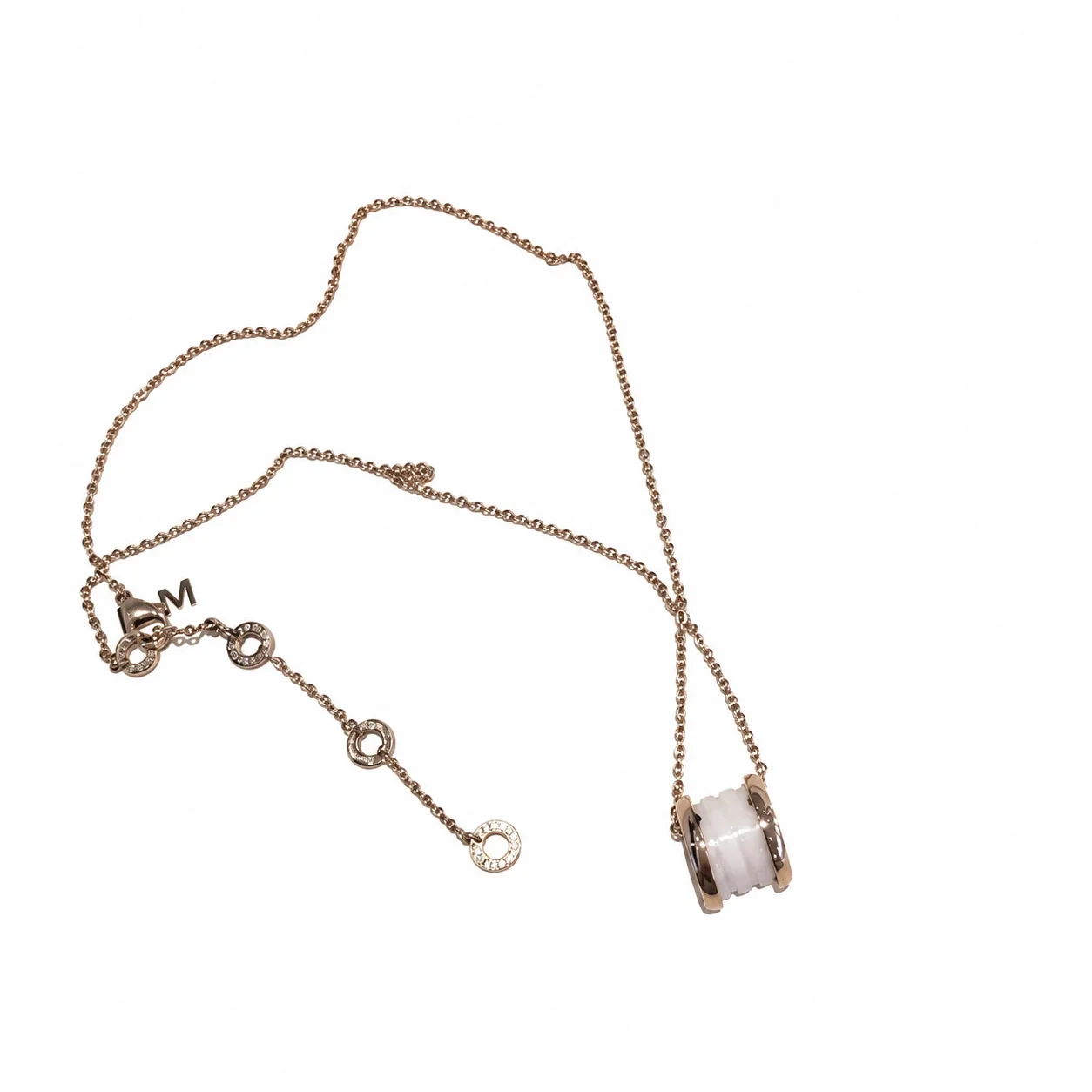Ketting met keramische tonhanger en kristalaccent, roestvrij staal productfoto