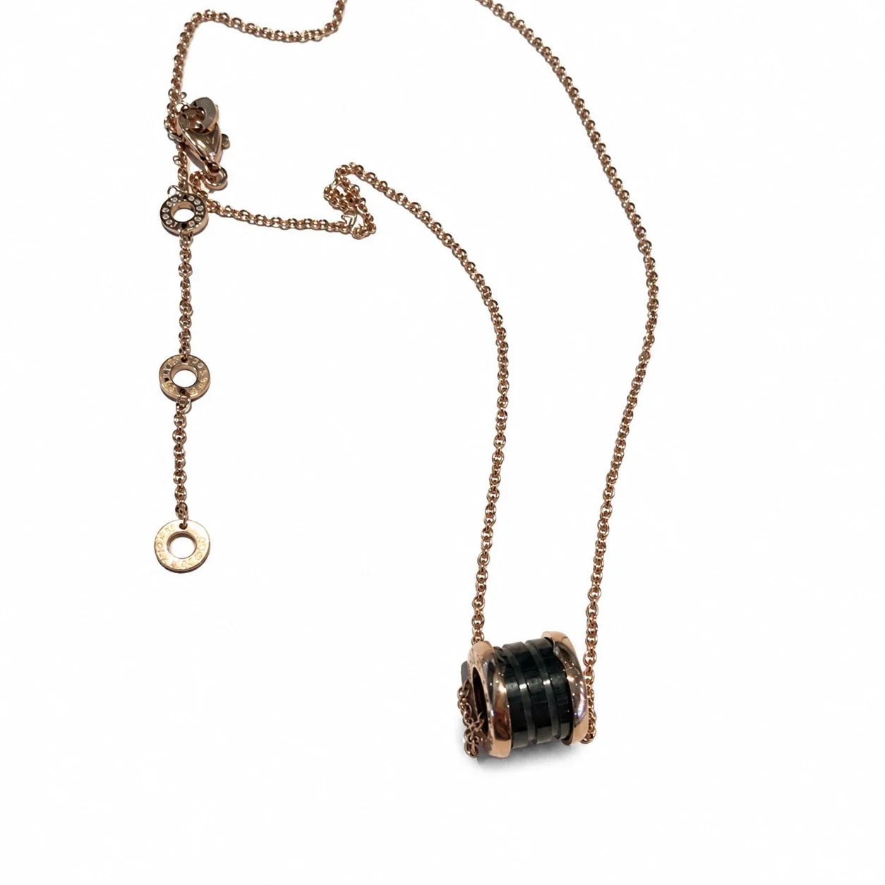 Ketting met keramische tonhanger en kristalaccent, roestvrij staal productfoto