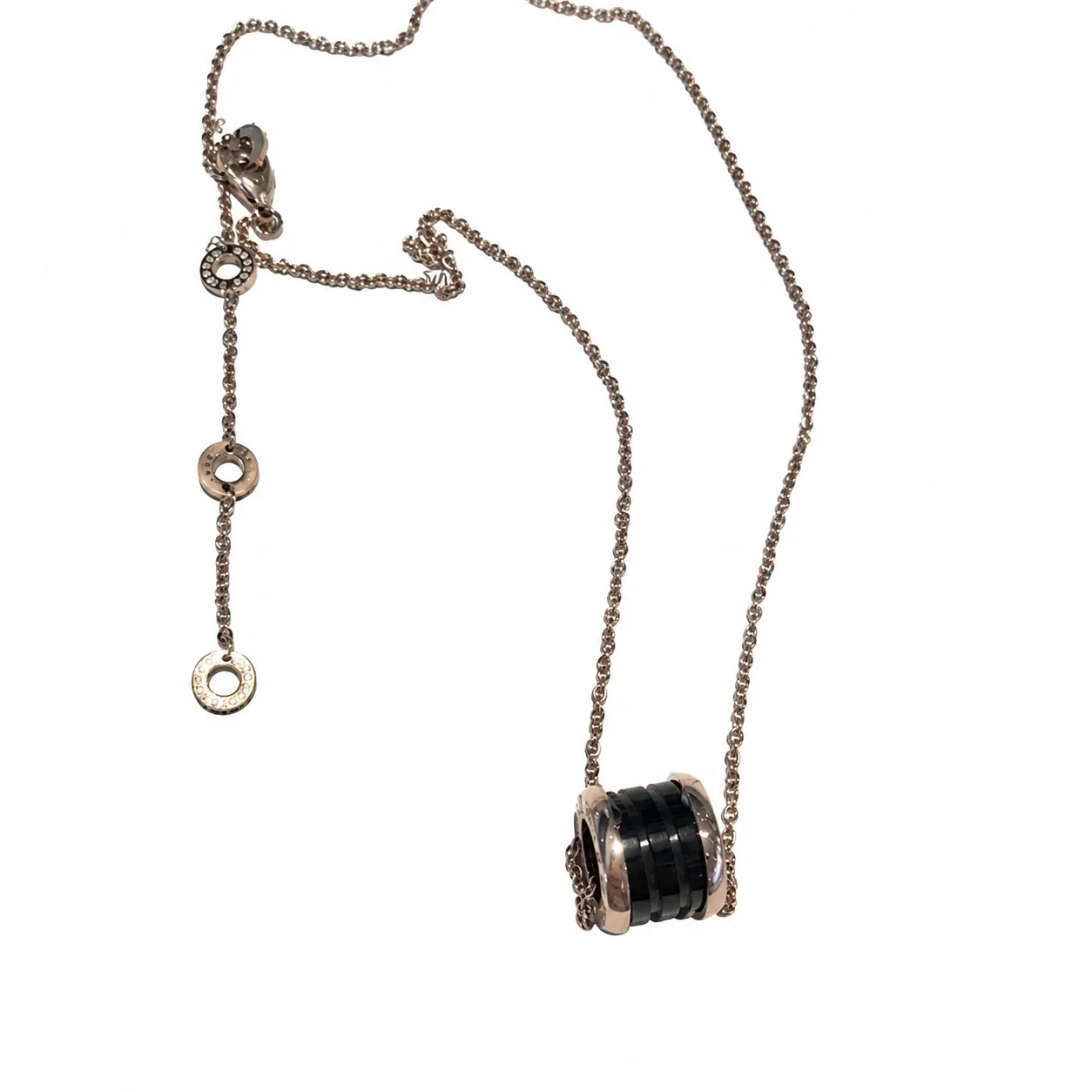 Ketting met keramische tonhanger en kristalaccent, roestvrij staal productfoto