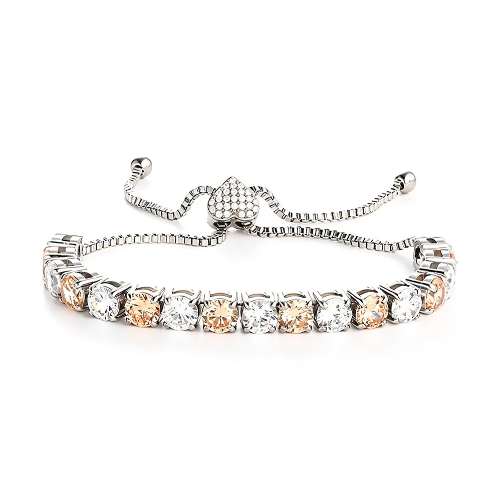 Polished 316 Stainless Round CZ Tennis Bracelet