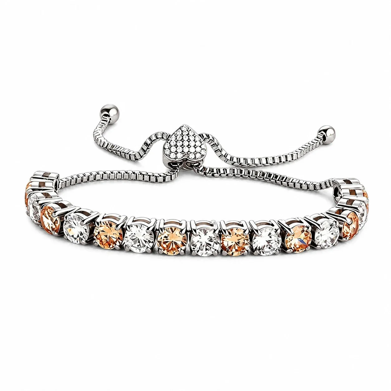 Polished 316 Stainless Round CZ Tennis Bracelet