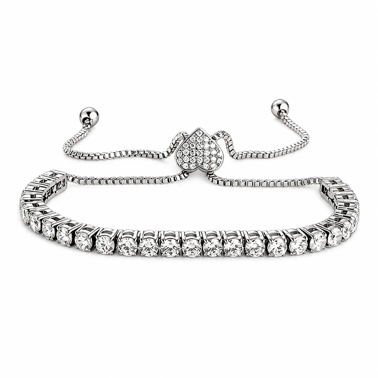 Polished 316 Stainless Round CZ Tennis Bracelet