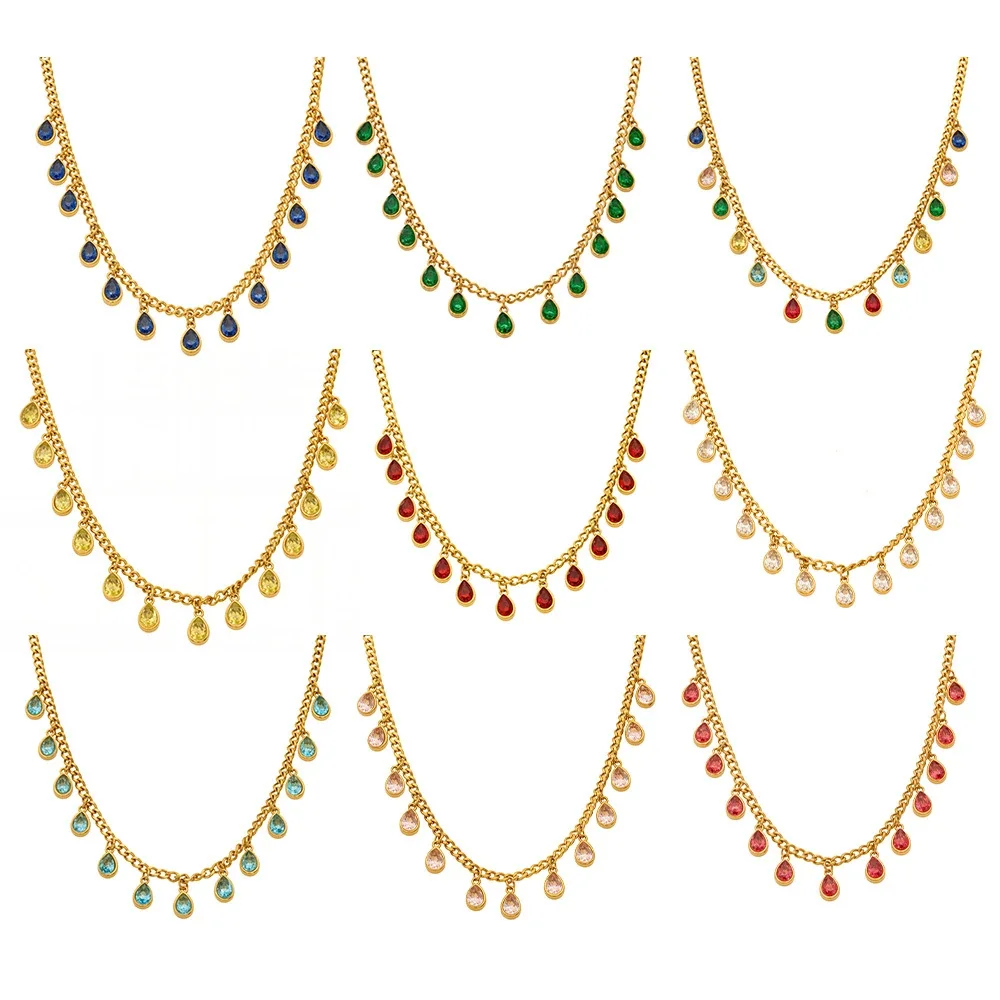 Radiant 316 Stainless Steel Teardrop CZ Necklace
