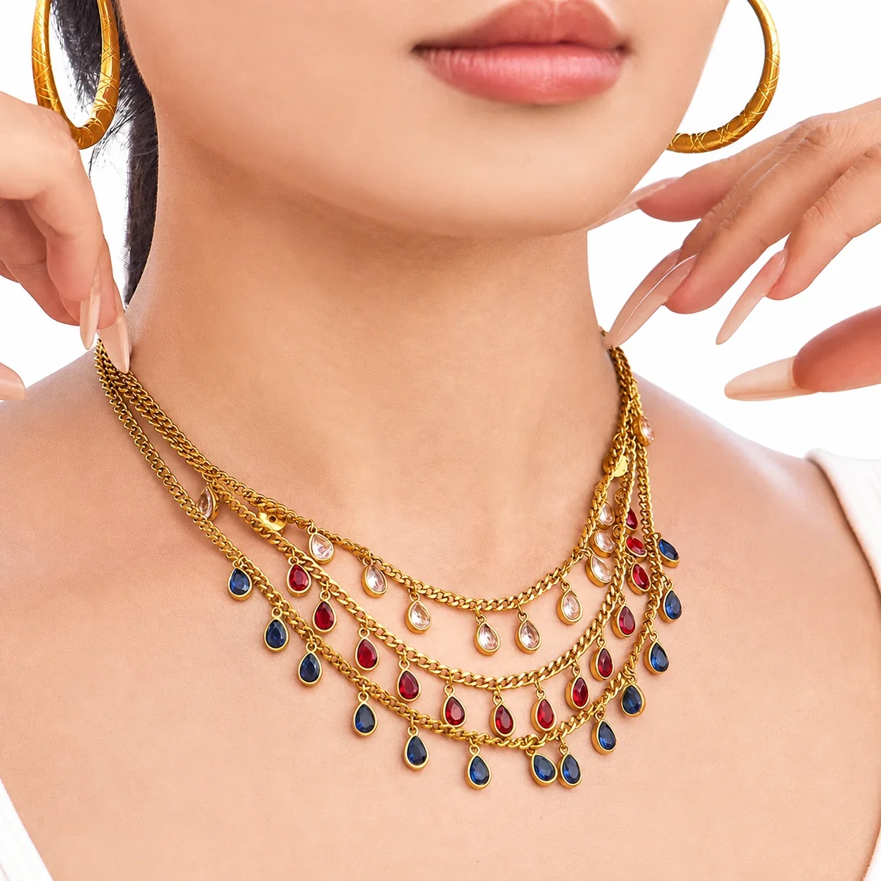 Radiant 316 Stainless Steel Teardrop CZ Necklace