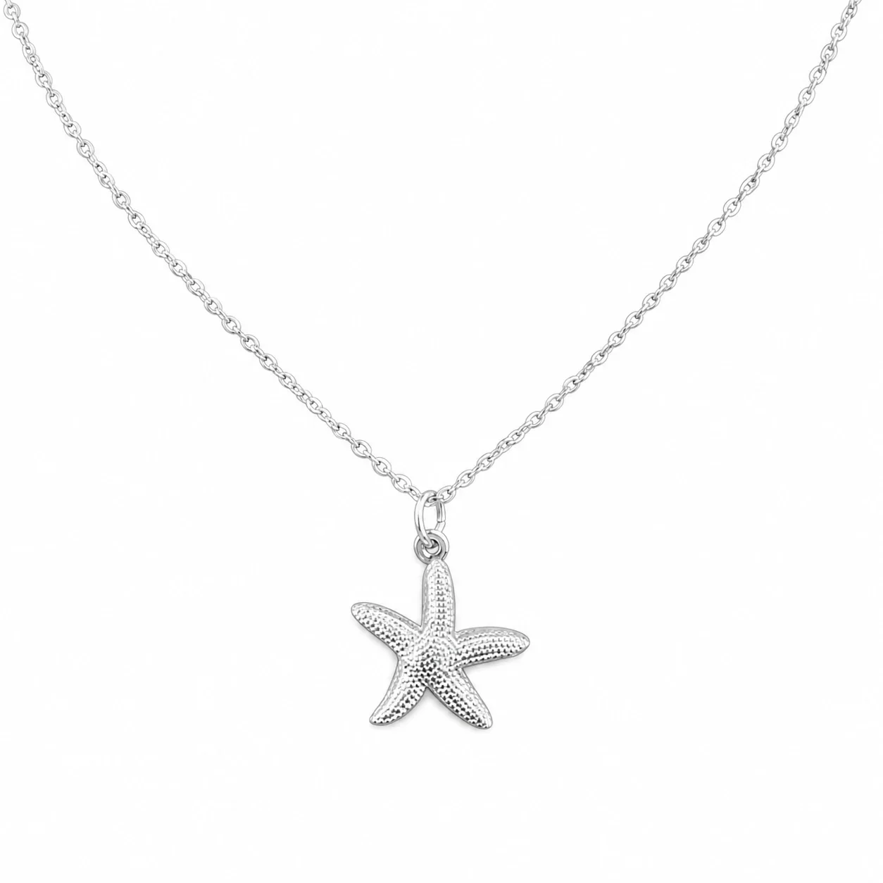 Coastal Gold-Plated Starfish Textured Pendant Necklace