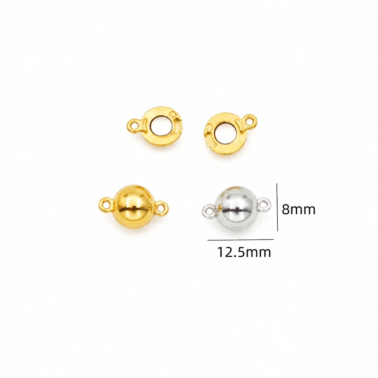 Polished 316 Stainless Steel Magnetic Necklace Clasp - Polished Round