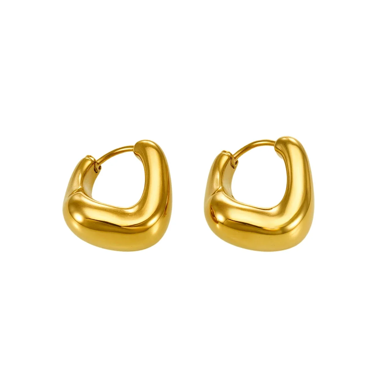 Sculptural Gold-Plated Puffy U Hoop Earrings