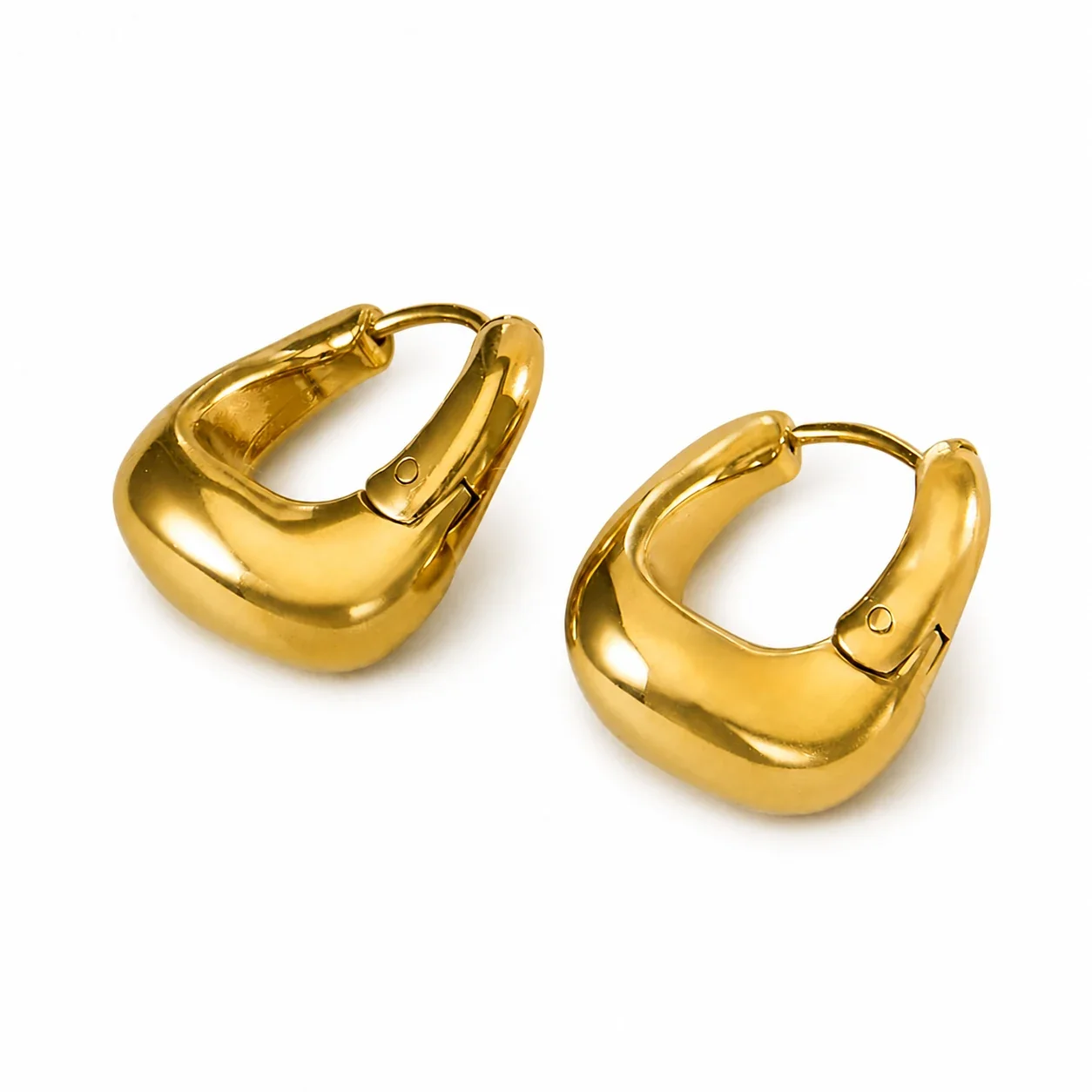 Sculptural Gold-Plated Puffy U Hoop Earrings