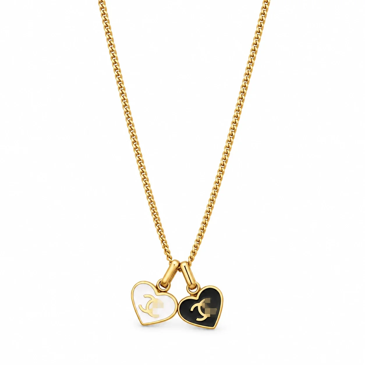 Letter Motif Chain Necklace, Gold-Plated Stainless Steel - Style 1