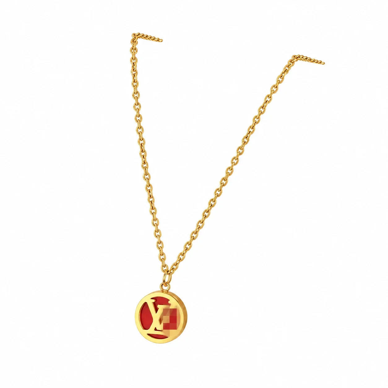 Letter Motif Chain Necklace, Gold-Plated Stainless Steel - Style 12