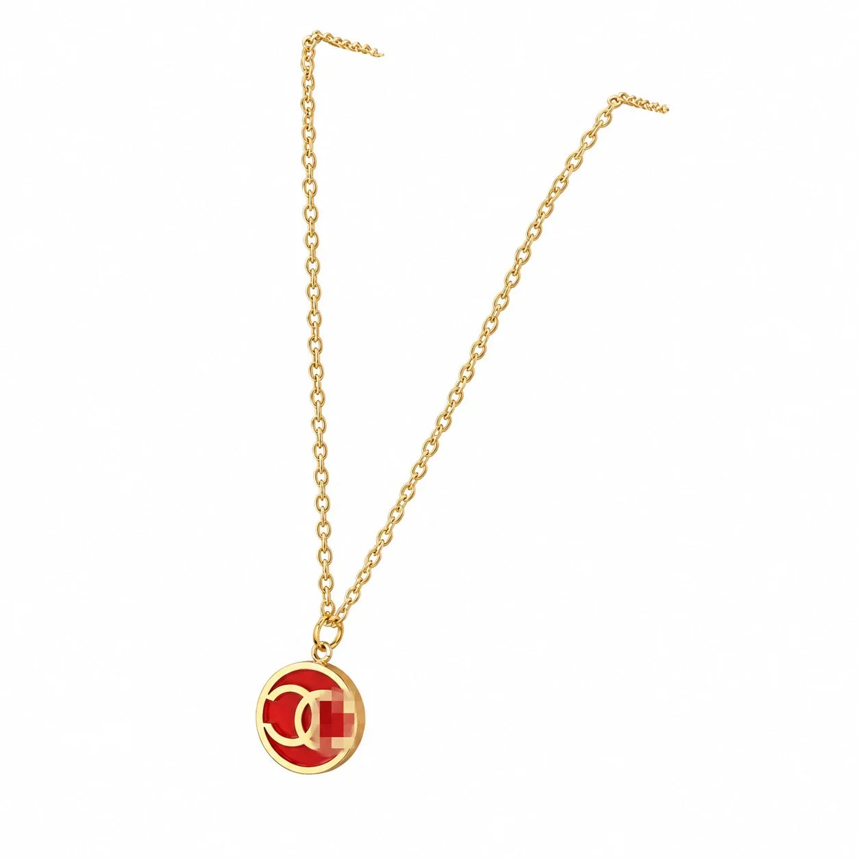 Letter Motif Chain Necklace, Gold-Plated Stainless Steel - Style 4