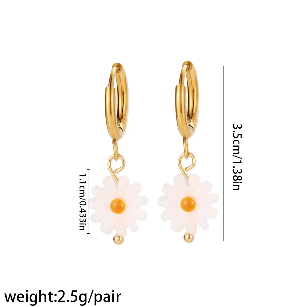Produktfoto: Daisy Drop-Creolen, Edelstahl 316 mit 18K Gold PVD