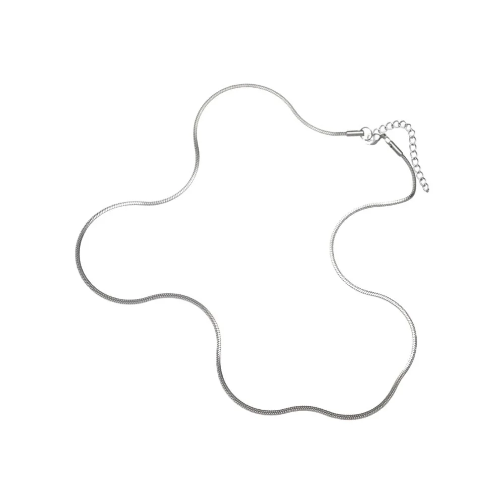 Round Snake Chain Anklet in Gold-Tone Stainless Steel - Silver Round Snake