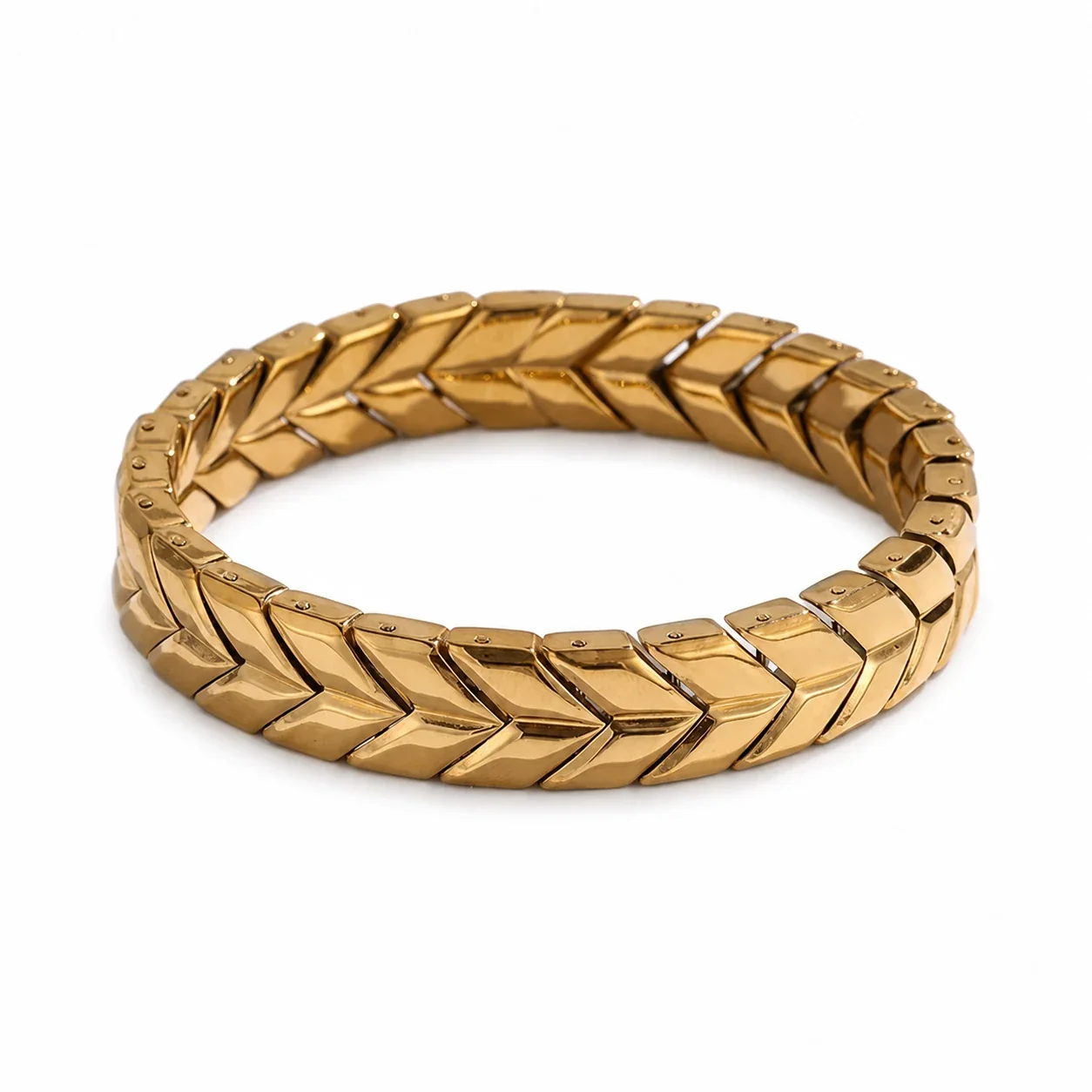 Bold 316 Stainless Steel Wheat Link Chain Bracelet - Gold Wheat Link mm