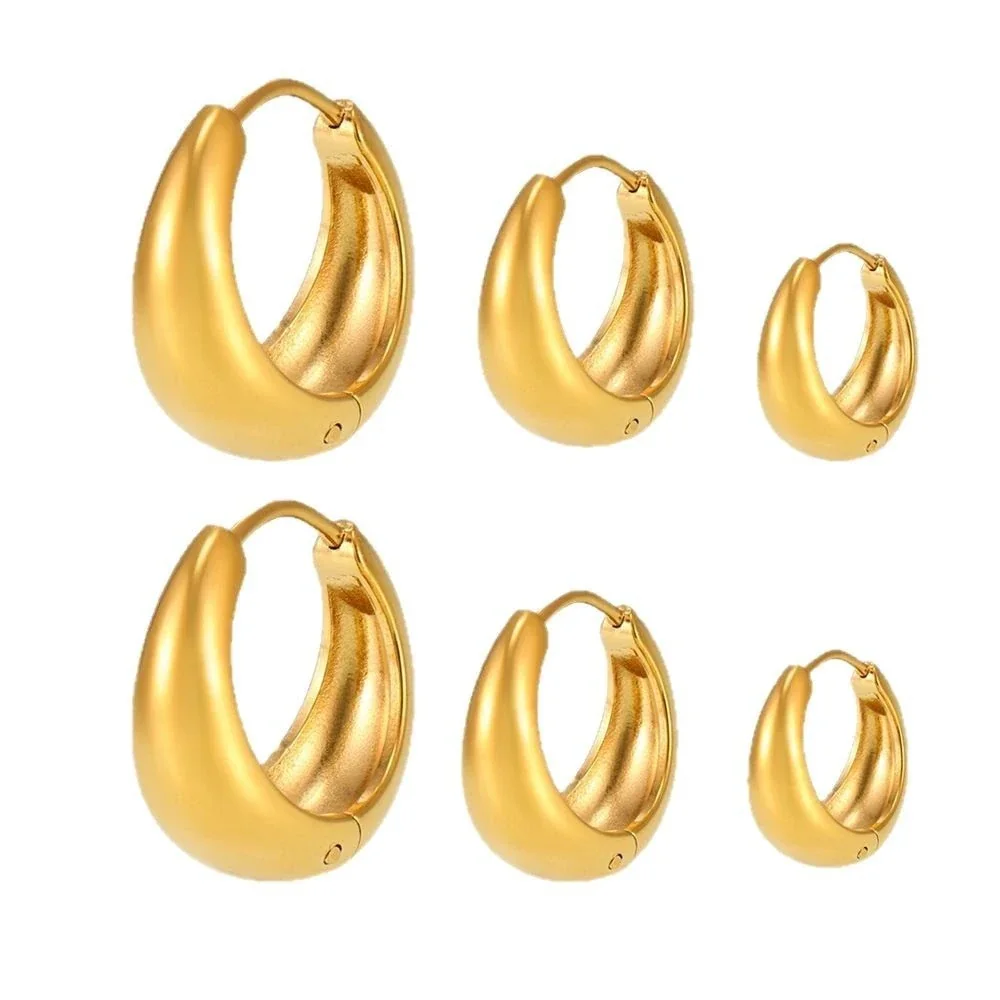 Sculptural Stainless Steel Dome Hinged Huggie Hoop Earrings