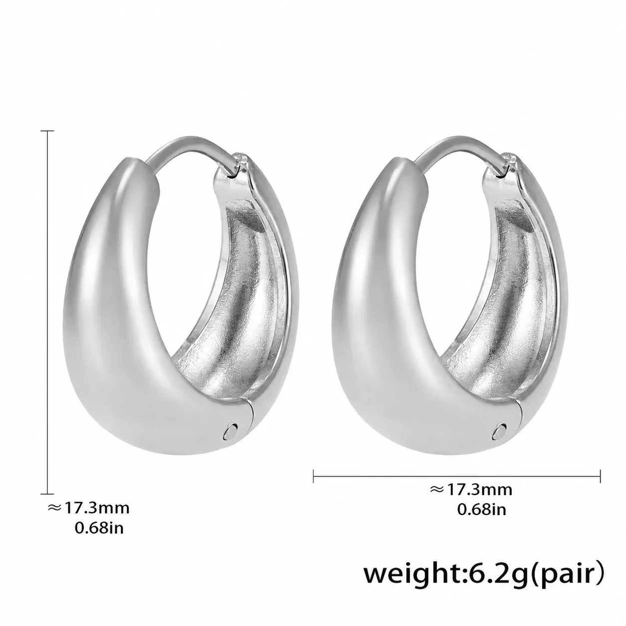 Sculptural Stainless Steel Dome Hinged Huggie Hoop Earrings - Silver mm