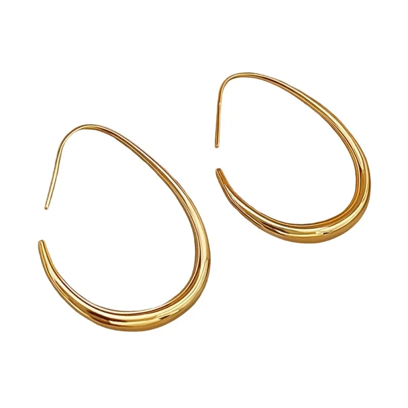 Sculptural Stainless Steel Teardrop Hoop Earrings