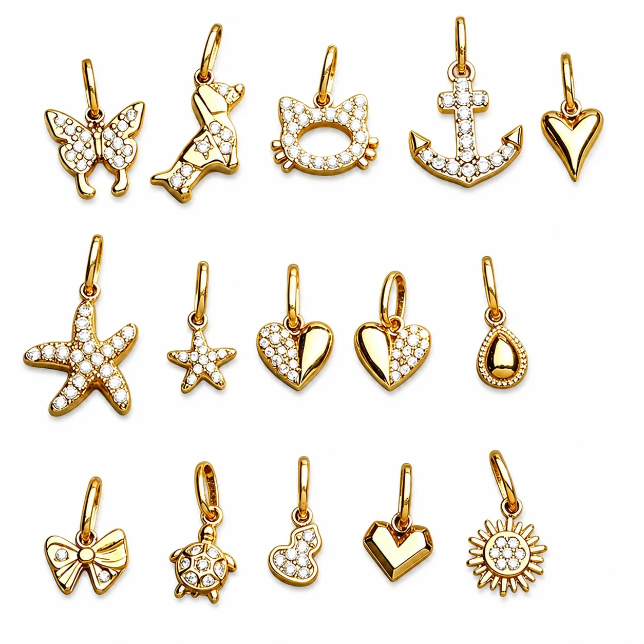Playful 316 Stainless Steel Pavé CZ Charm Pendant