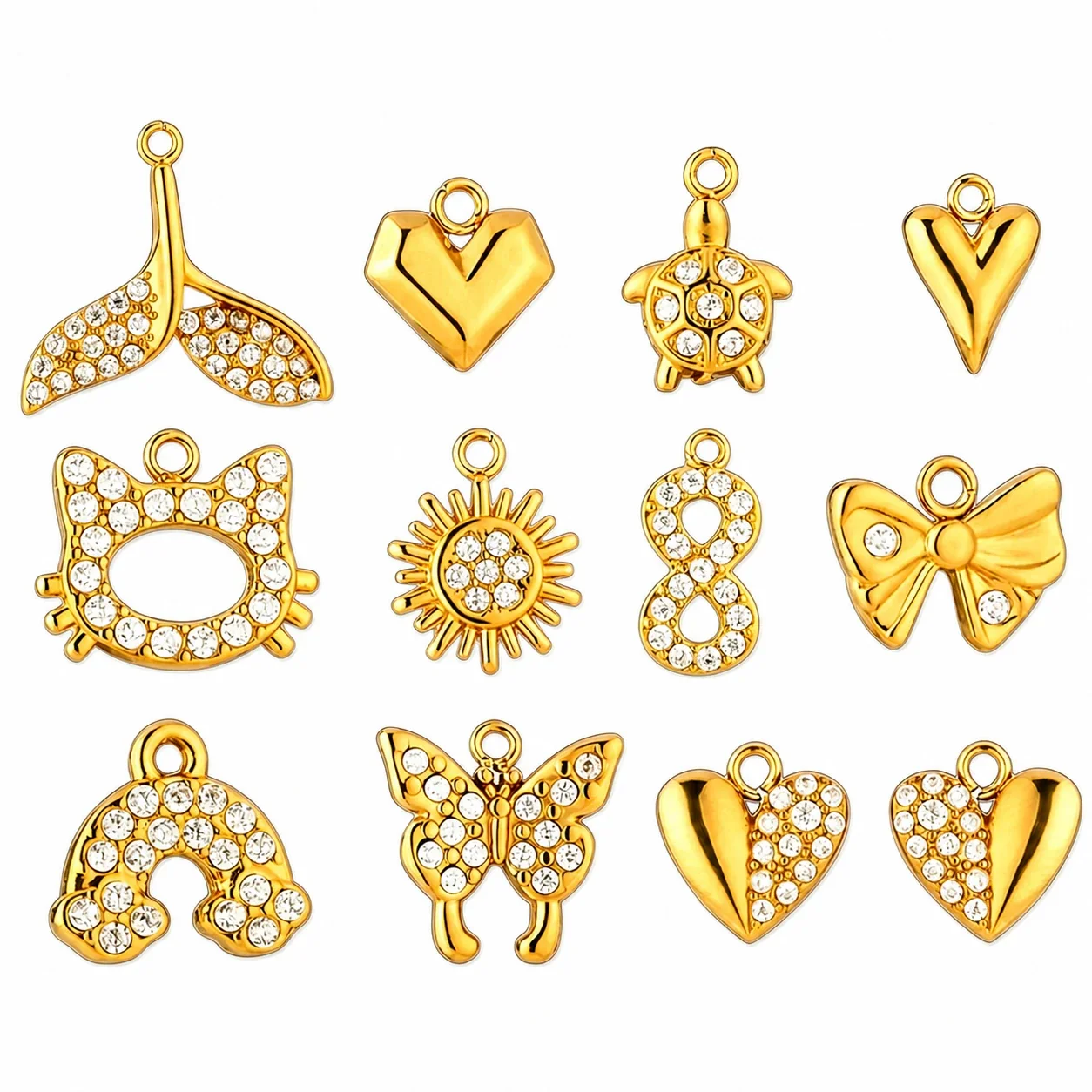 Playful 316 Stainless Steel Pavé CZ Charm Pendant