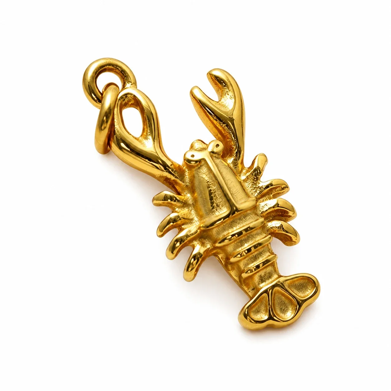 Sculptural 18K Gold-Plated Lobster Claw Ring-Bail Pendant