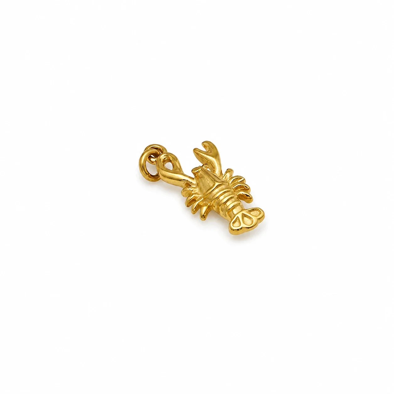 Sculptural 18K Gold-Plated Lobster Claw Ring-Bail Pendant