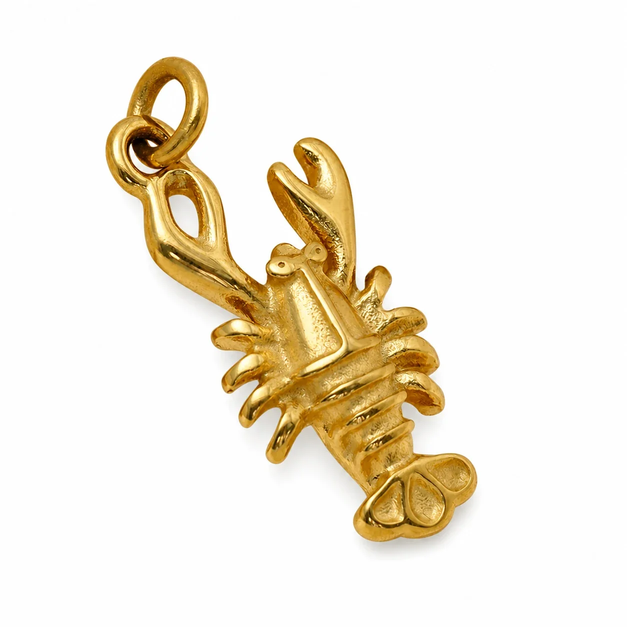 Sculptural 18K Gold-Plated Lobster Claw Ring-Bail Pendant
