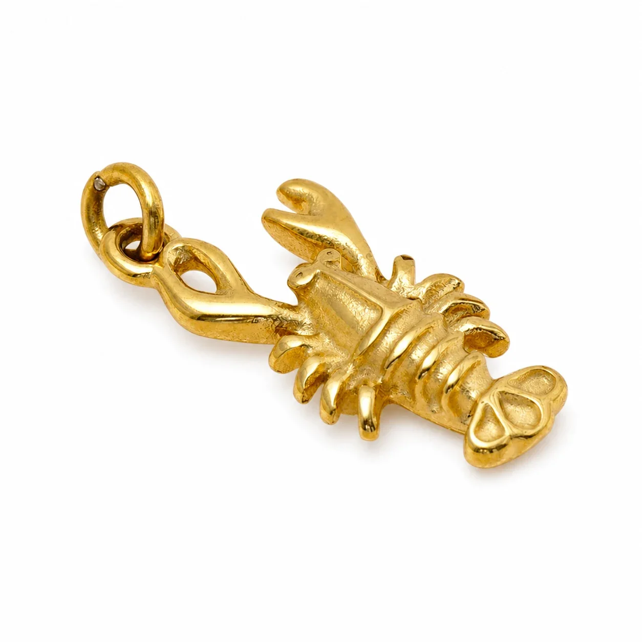 Sculptural 18K Gold-Plated Lobster Claw Ring-Bail Pendant