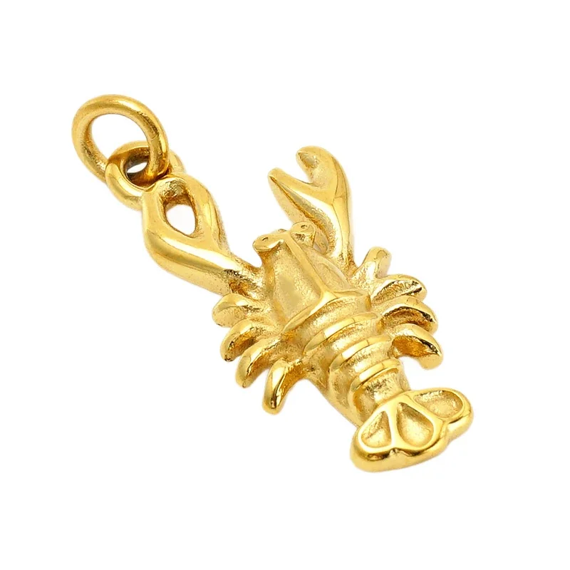 Sculptural 18K Gold-Plated Lobster Claw Ring-Bail Pendant