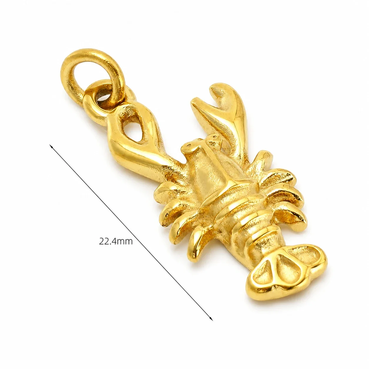 Sculptural 18K Gold-Plated Lobster Claw Ring-Bail Pendant - Gold