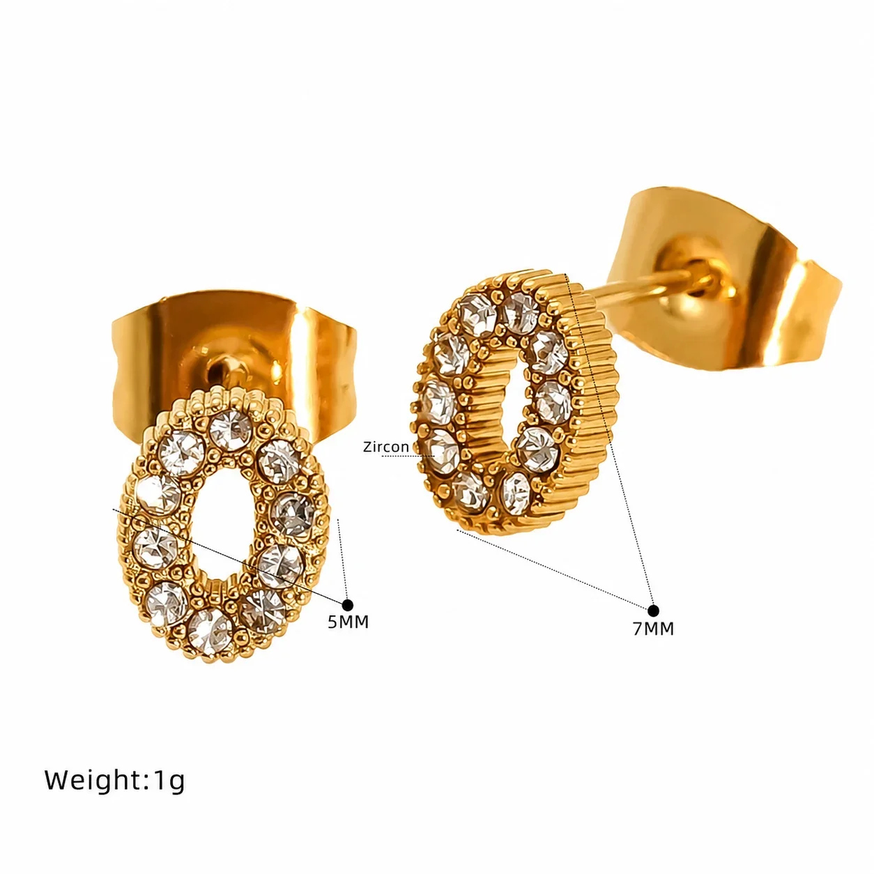 Playful 316 Stainless Steel Gold-Tone CZ Heart Star Stud Earrings - Gold Square