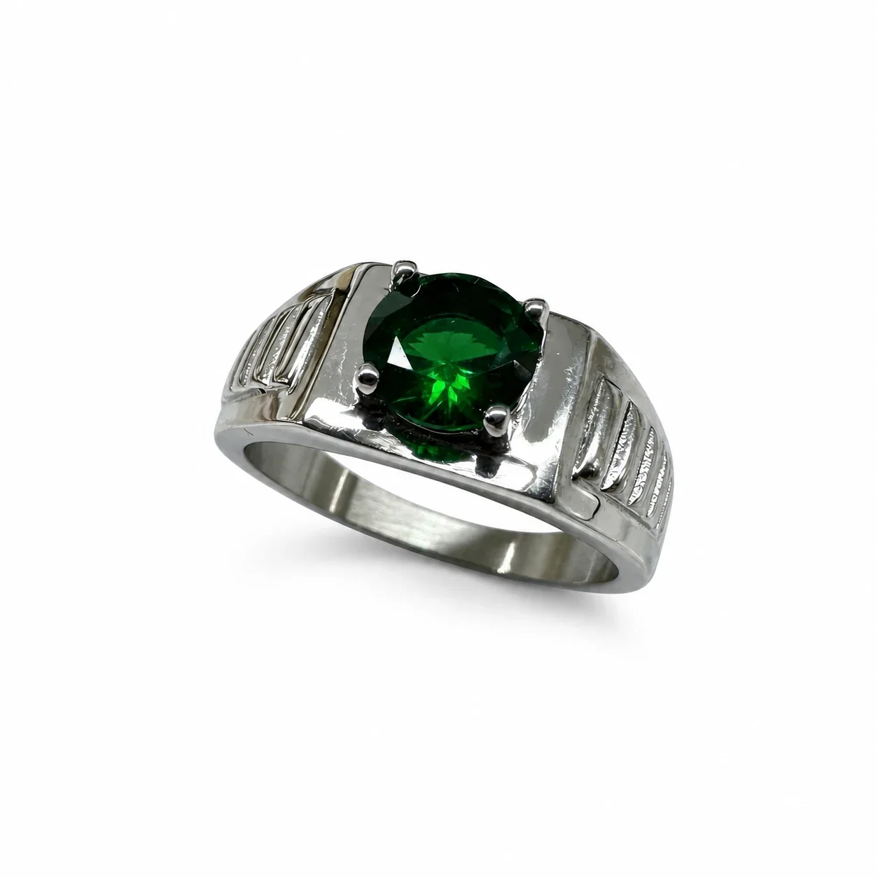 Bold 316 Stainless Steel Round CZ Signet Ring