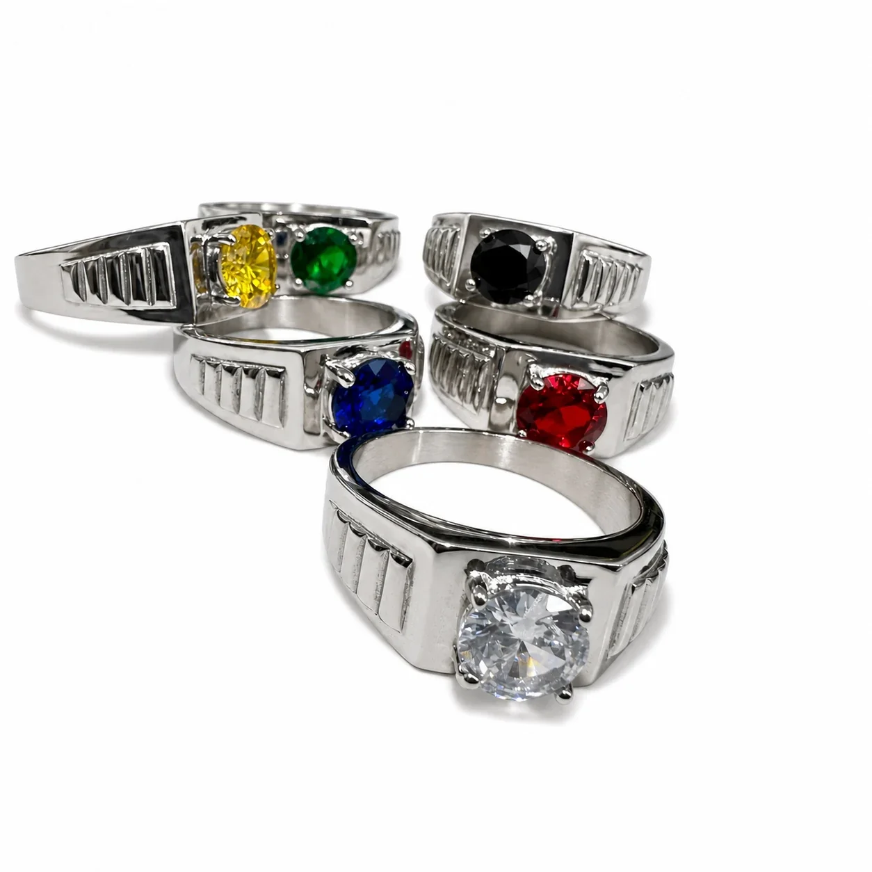 Bold 316 Stainless Steel Round CZ Signet Ring