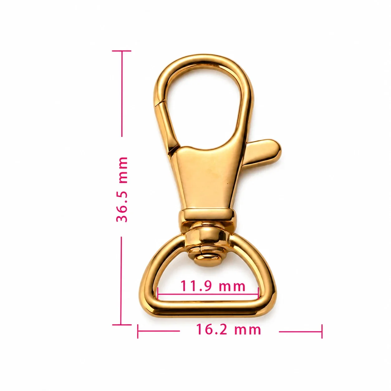 Polished Stainless Steel Swivel Snap Hook Accessory Clip - Gold x . x . mm