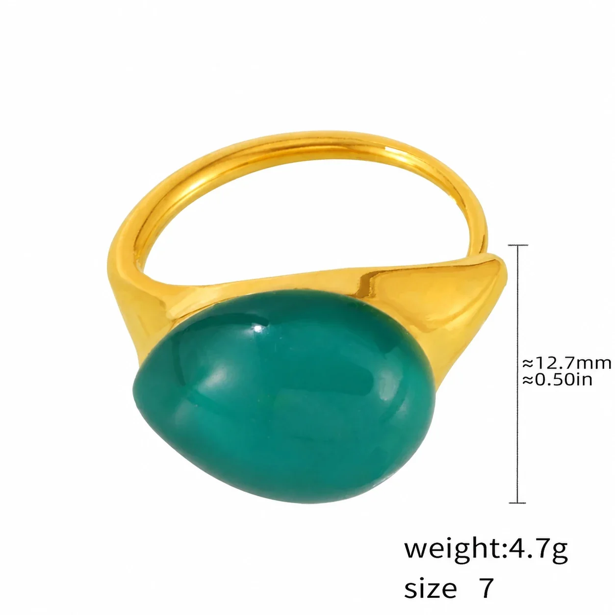 Lariat Necklace with Teardrop Resin Drop, Gold-Plated Steel - Green Resin Size