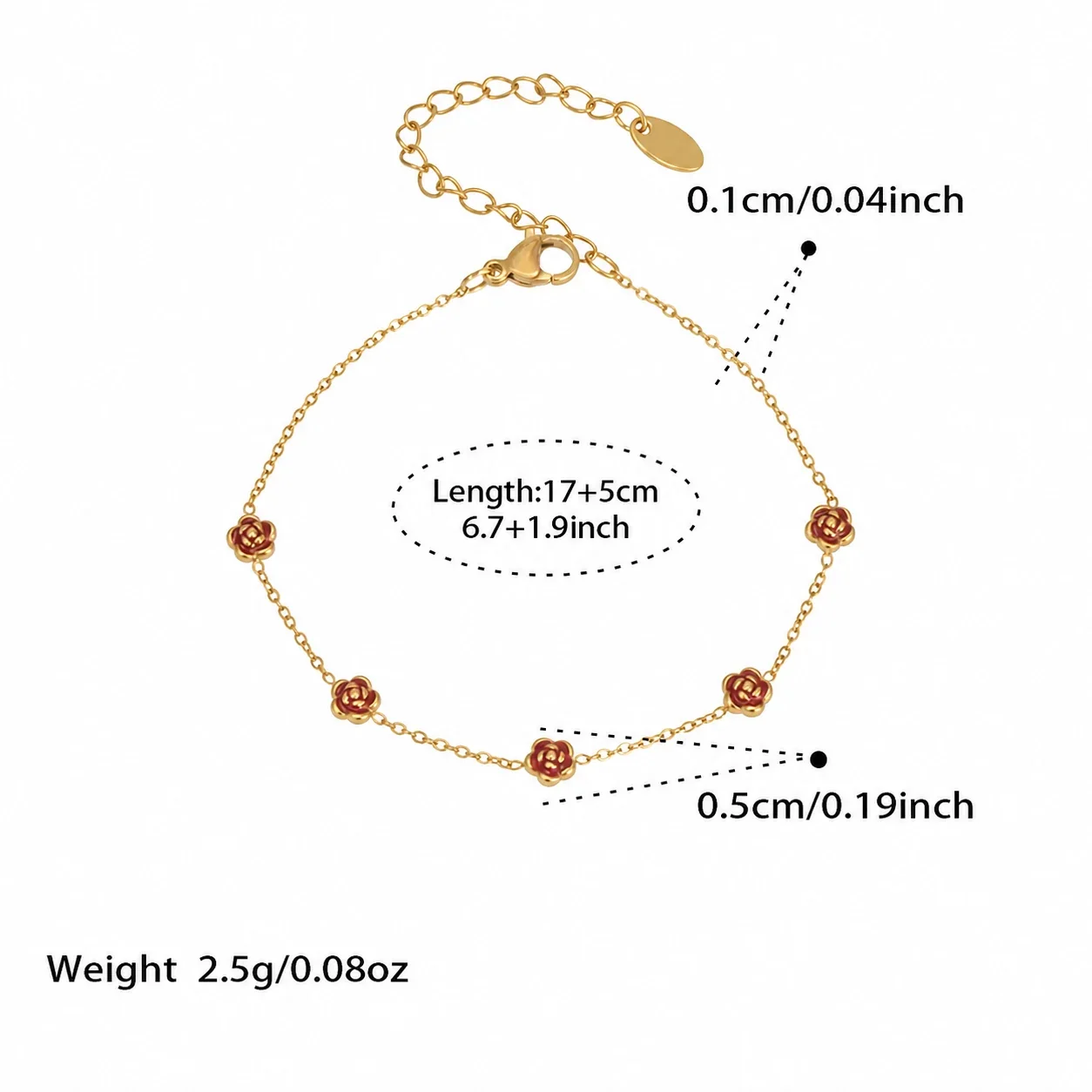 Romantic Heart Charm Rose 316L 18K Gold-Plated Bracelet - Gold Rose