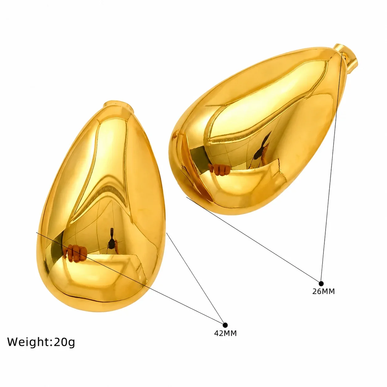 Sculptural Gold-Plated Petal Teardrop Stud Earrings - Gold Flower