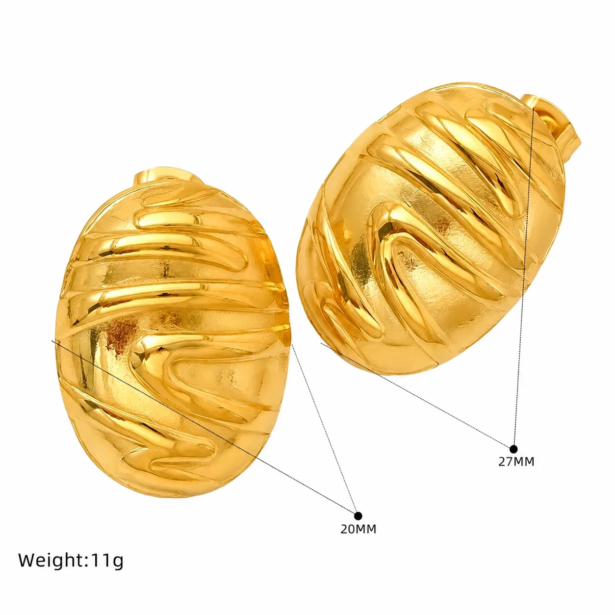 Sculptural Gold-Plated Petal Teardrop Stud Earrings - Gold Teardrop