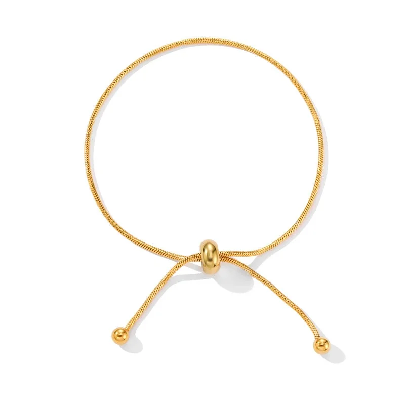 Adjustable Snake Chain Slider Anklet in Stainless Steel