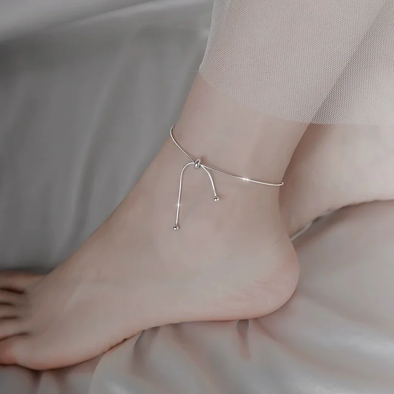 Adjustable Snake Chain Slider Anklet in Stainless Steel